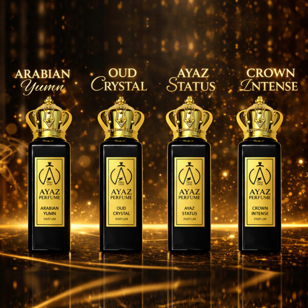 Ayaz Perfume Luxury Oud Parfum Combo Pack of 4 (Arabian Yumn, Oud Crystal, Ayaz Status & Crown Intense) – Long Lasting Premium Fragrance | 20 ml Each (80 ml Total)